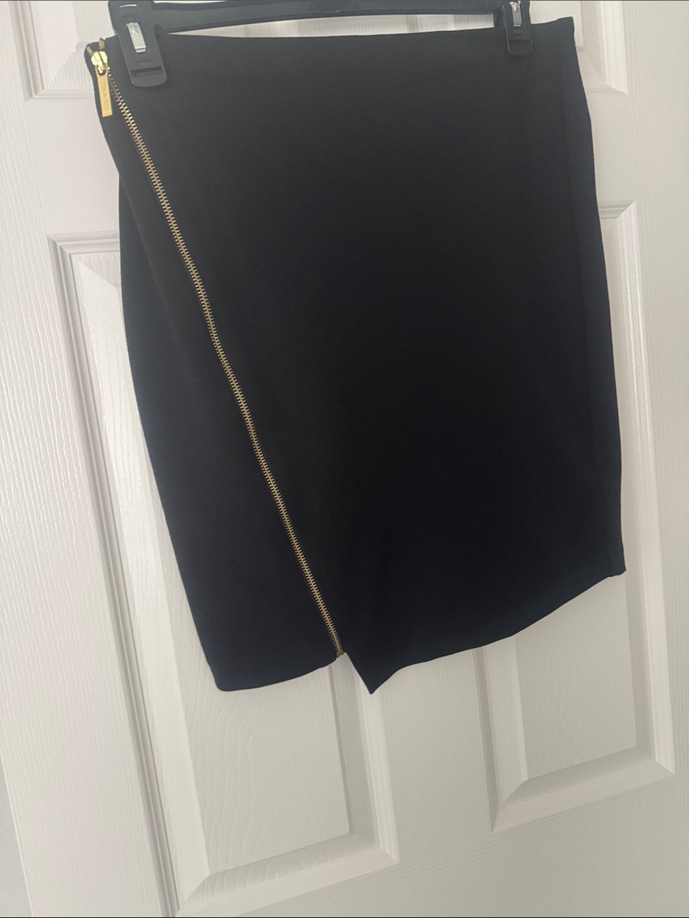 MICHAEL Michael Kors Black Pencil Skirt with Gold Zip Detail
